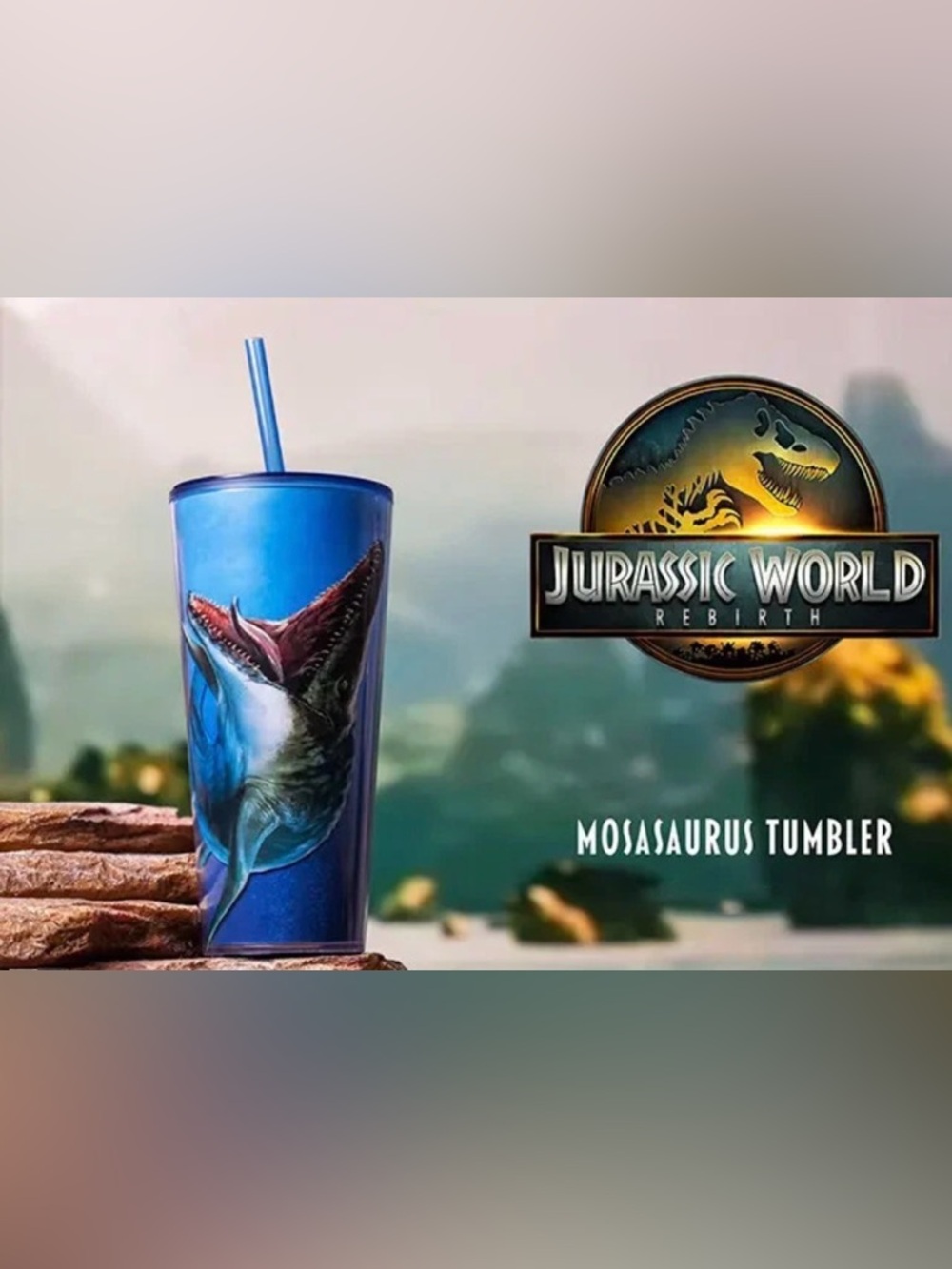 Jurassic World Rebirth Blue Mosasaurus Tumbler with Straw